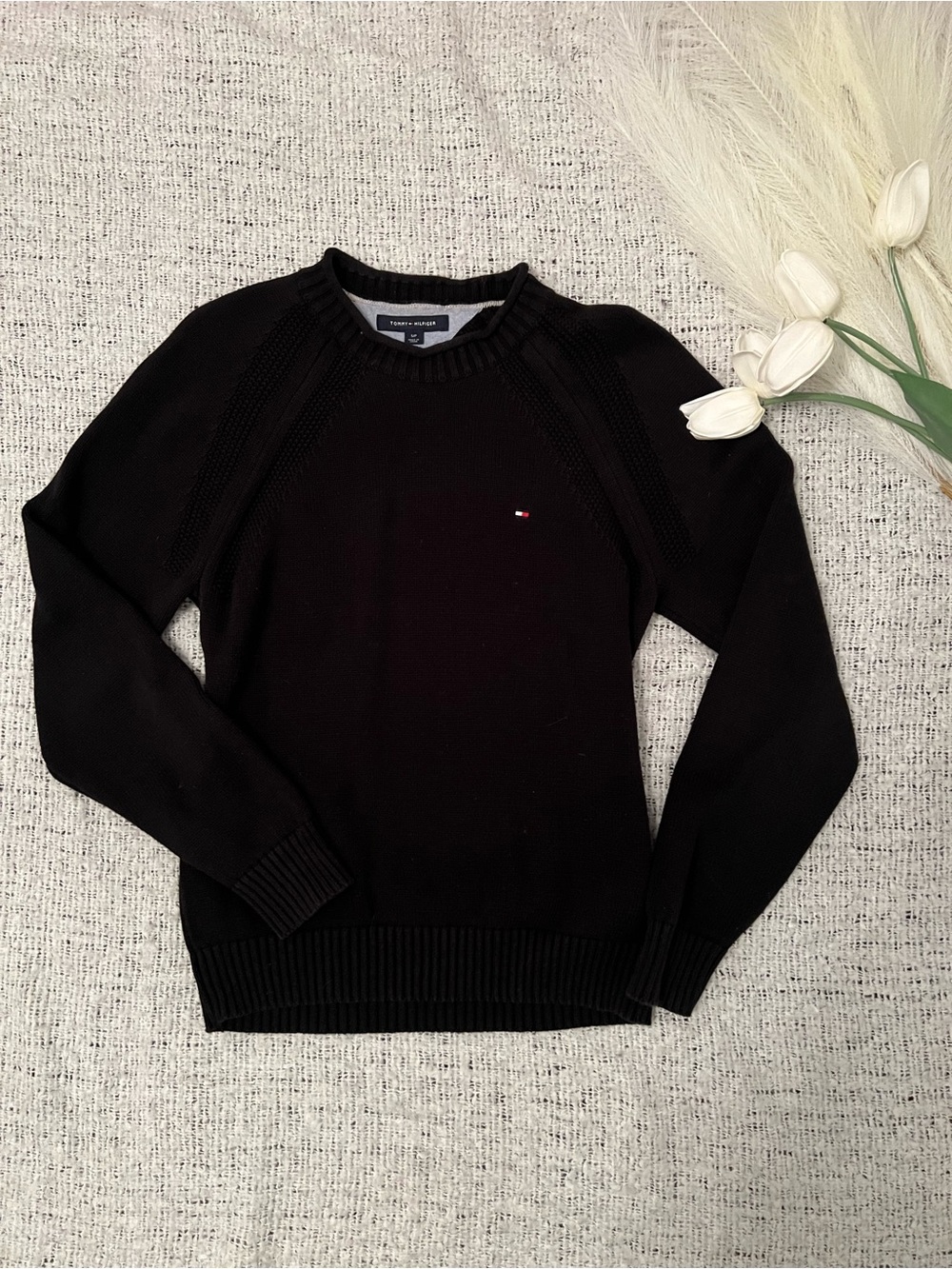 Tommy Hilfiger Black Knit Crewneck Sweater
